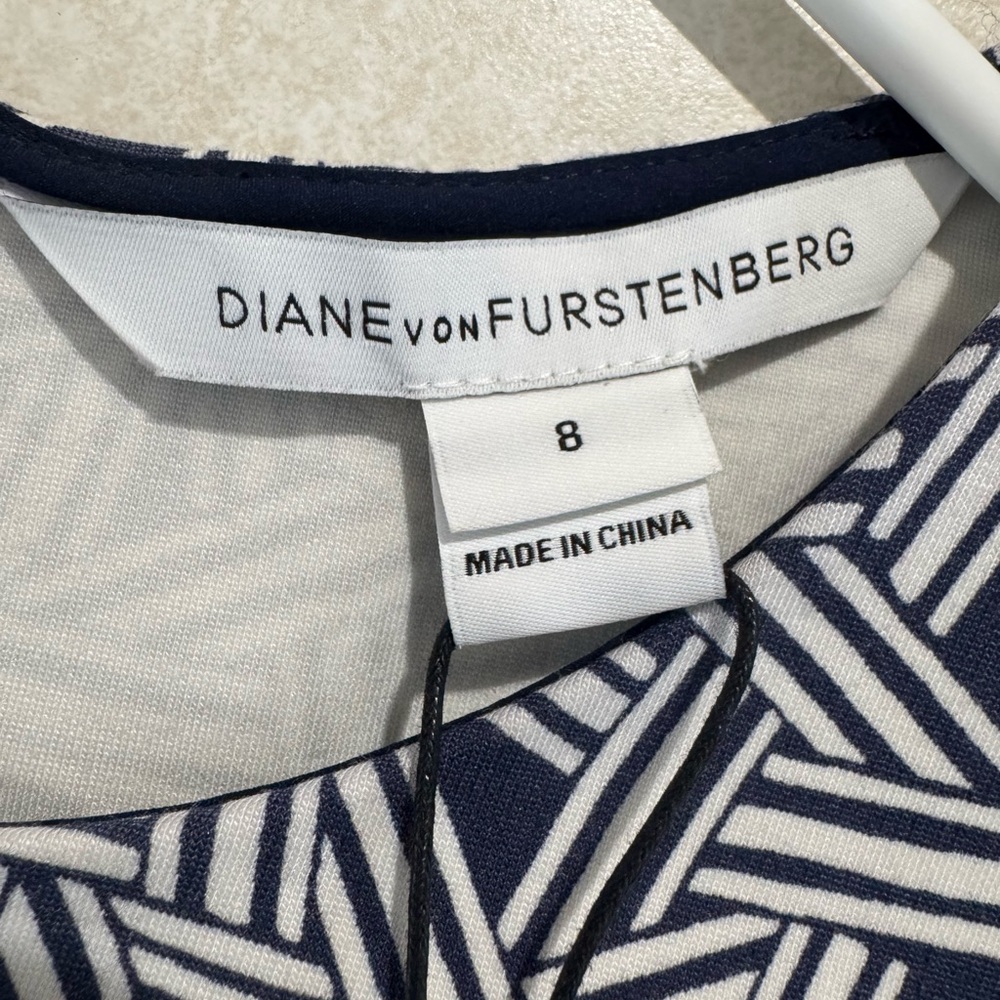 Diane Von Furstenberg DVF Regenna Ribbon Rectangles Stretch Sheath Dress Size 8 - Picture 6 of 12